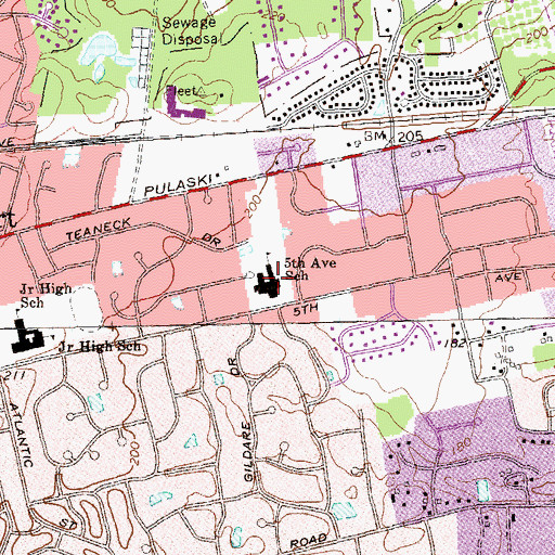 Topographic Map of Fifth Avenue Elementary School, NY