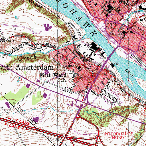 Topographic Map of Fifth Ward School, NY