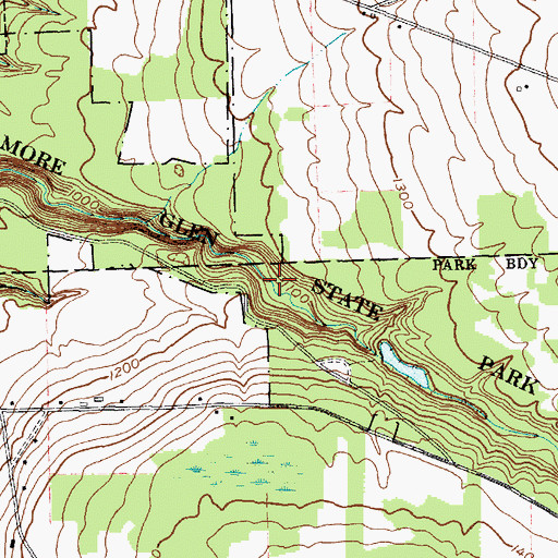 Topographic Map of Fillmore Glen State Park, NY