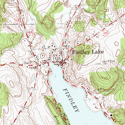 Topographic Map of Findley Lake, NY