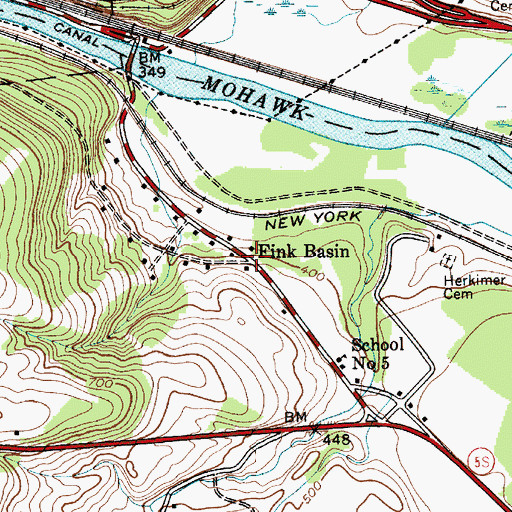 Topographic Map of Fink Basin, NY