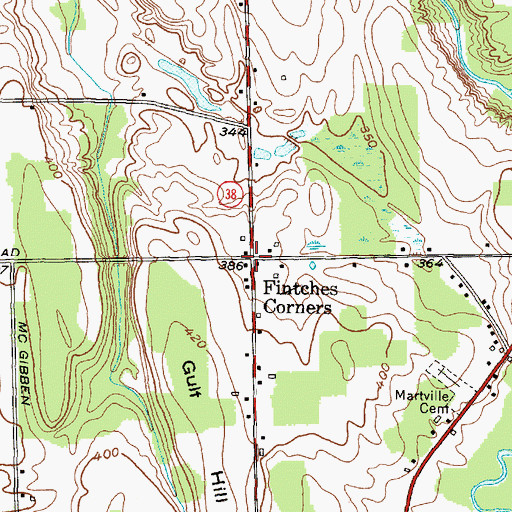 Topographic Map of Fintches Corners, NY
