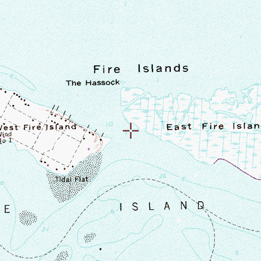 Topographic Map of Fire Islands, NY