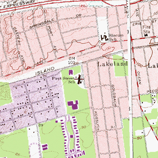 Topographic Map of Helen B Duffield Elementary School, NY
