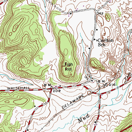 Topographic Map of Fish Hill, NY