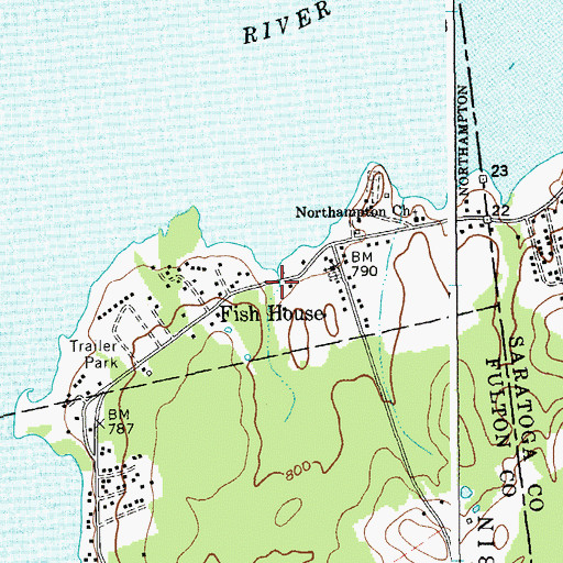 Topographic Map of Fish House, NY