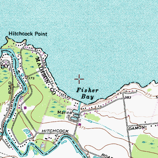 Topographic Map of Fisher Bay, NY