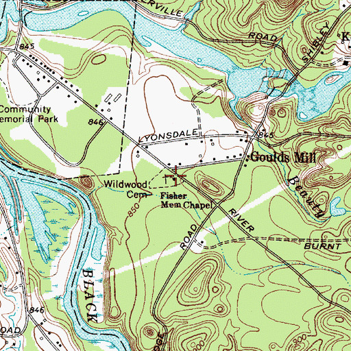 Topographic Map of Fisher Memorial Chapel, NY