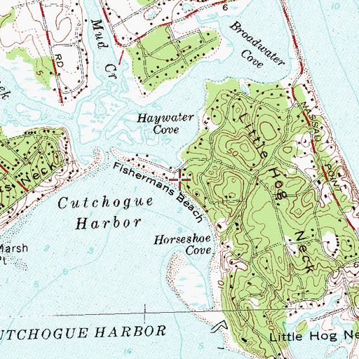 Topographic Map of Fisherman Beach, NY