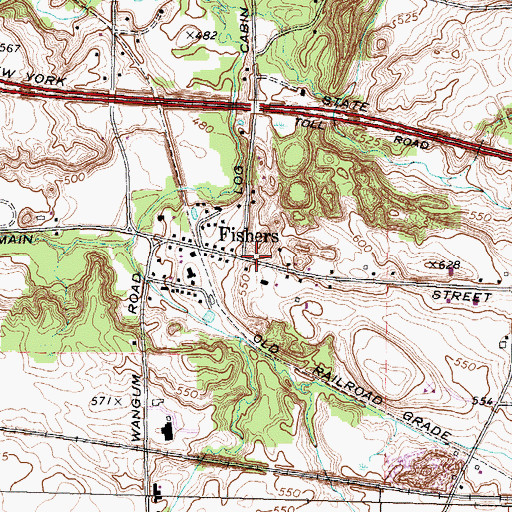 Topographic Map of Fishers, NY