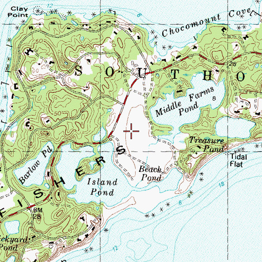 Topographic Map of Fishers Island, NY