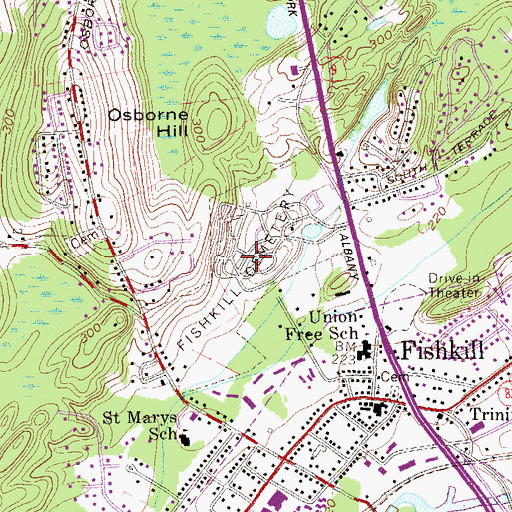 Topographic Map of Fishkill Cemetery, NY