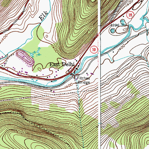 Topographic Map of Fitches Bridge, NY