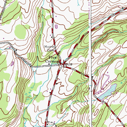 Topographic Map of Five Corners, NY