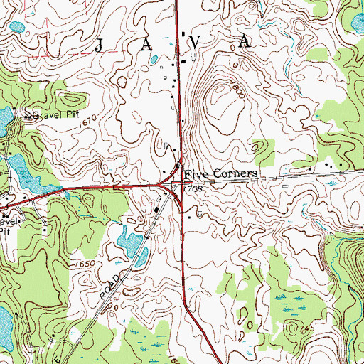 Topographic Map of Five Corners, NY