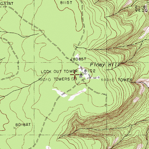 Topographic Map of Piney Hill, AZ