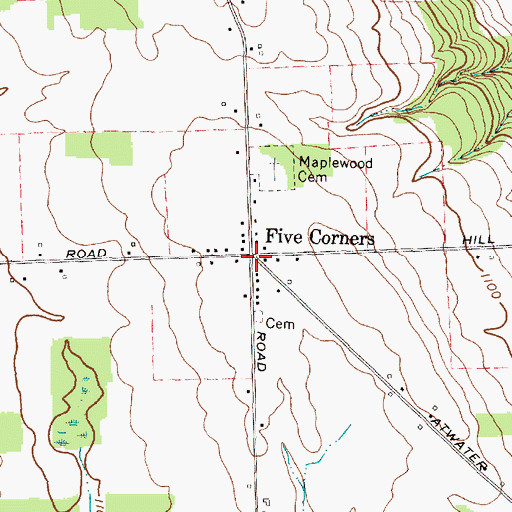 Topographic Map of Five Corners, NY
