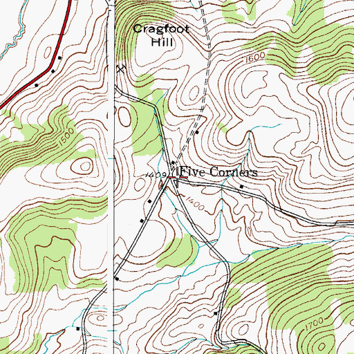 Topographic Map of Five Corners, NY