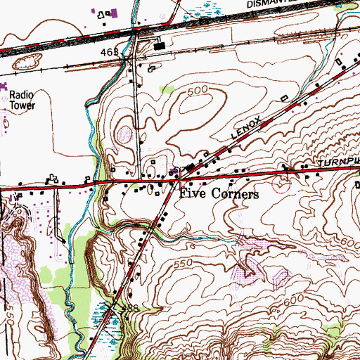 Topographic Map of Five Corners, NY