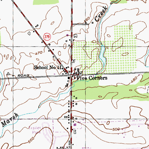 Topographic Map of Five Corners, NY