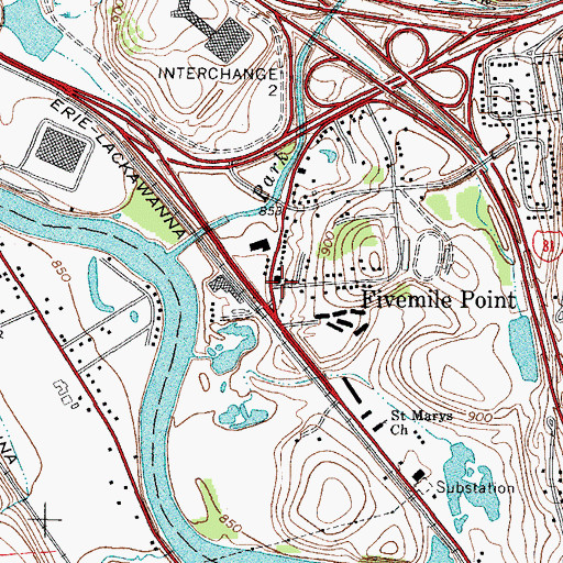 Topographic Map of Fivemile Point, NY