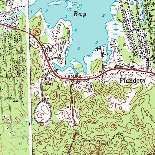Topographic Map of Flanders, NY