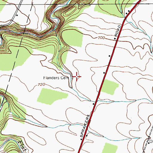 Topographic Map of Flanders Cemetery, NY
