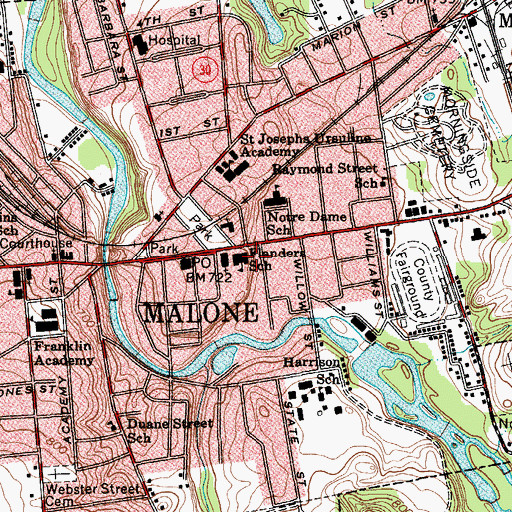 Topographic Map of Flanders Elementary School, NY