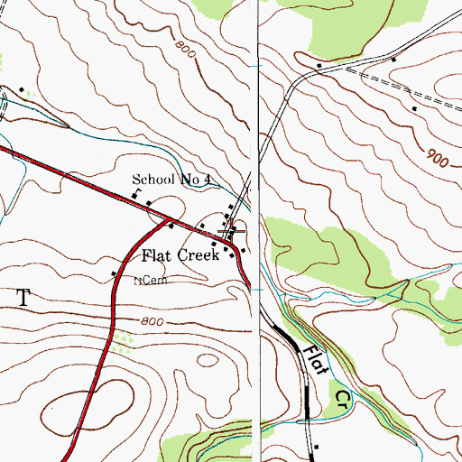 Topographic Map of Flat Creek, NY