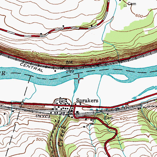 Topographic Map of Flat Creek, NY