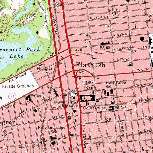 Topographic Map of Flatbush, NY