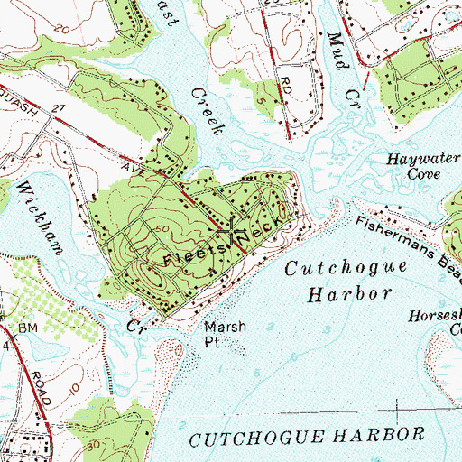 Topographic Map of Fleets Neck, NY