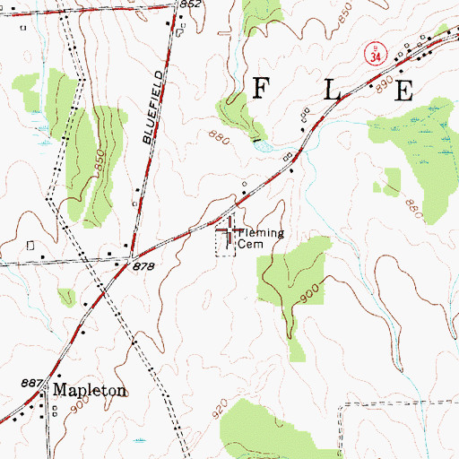 Topographic Map of Fleming Cemetery, NY