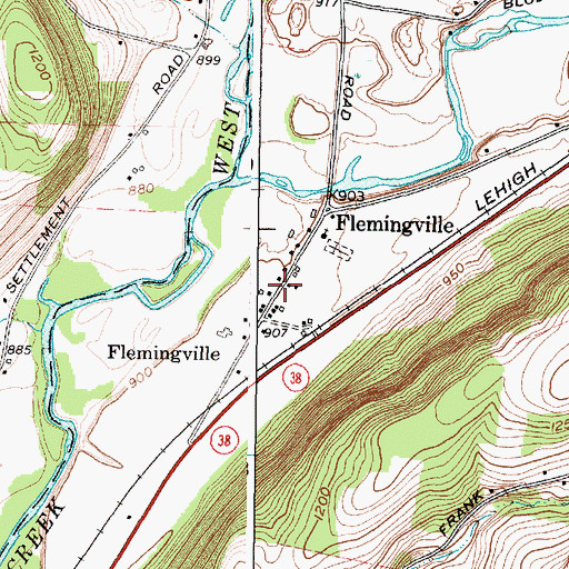 Topographic Map of Flemingville, NY