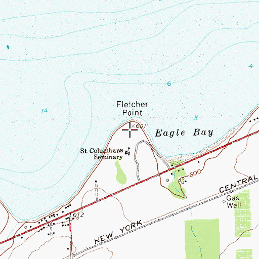 Topographic Map of Fletcher Point, NY