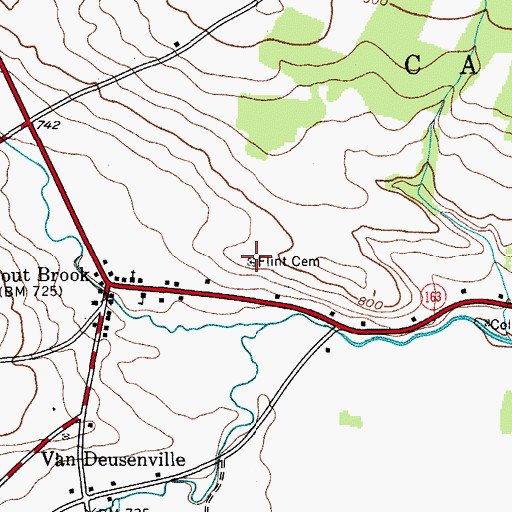 Topographic Map of Flint Cemetery, NY