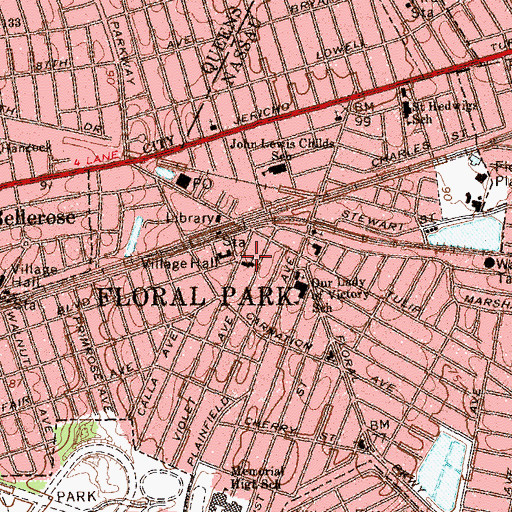 Topographic Map of Floral Park, NY