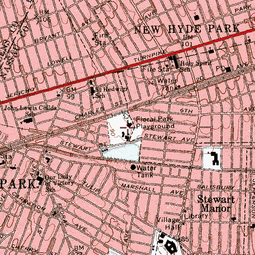 Topographic Map of Floral Park Playground, NY
