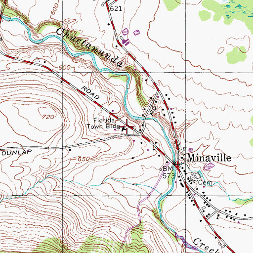 Topographic Map of Florida Town Bridge, NY