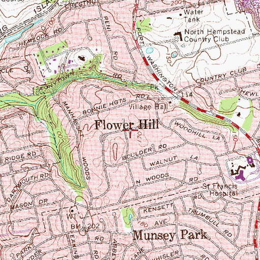 Topographic Map of Flower Hill, NY