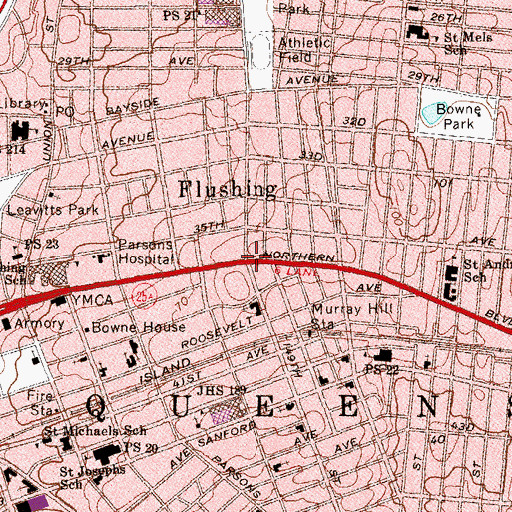 Topographic Map of Flushing, NY