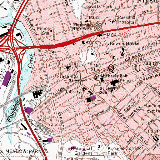 Topographic Map of Flushing Station, NY