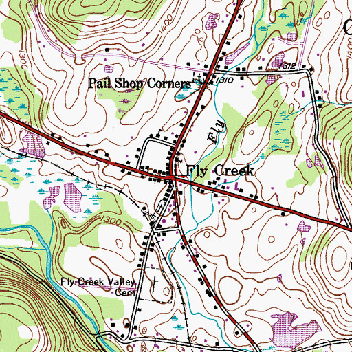 Topographic Map of Fly Creek, NY