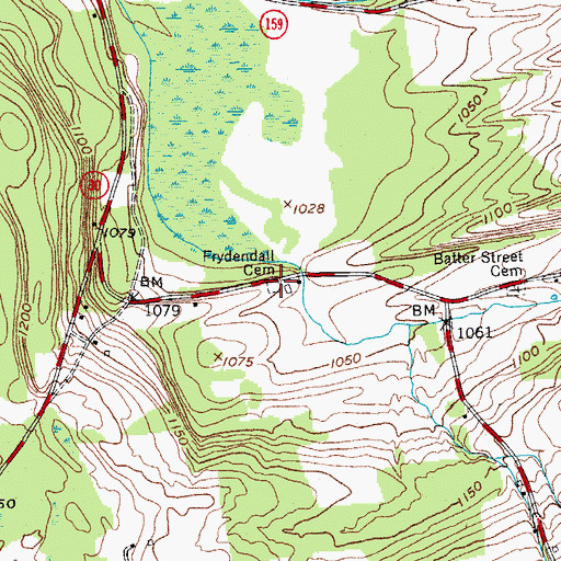 Topographic Map of Frydendall Cemetery, NY