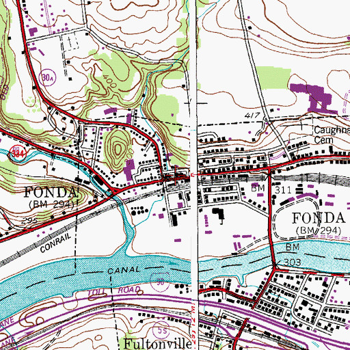 Topographic Map of Fonda, NY