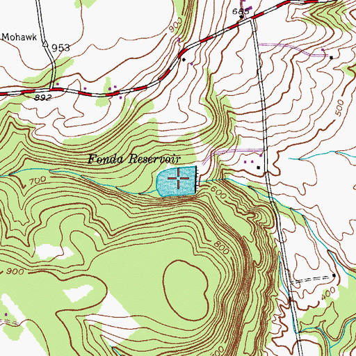 Topographic Map of Fonda Reservoir, NY