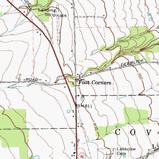 Topographic Map of Foot Corners, NY