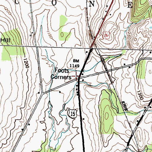 Topographic Map of Foots Corners, NY