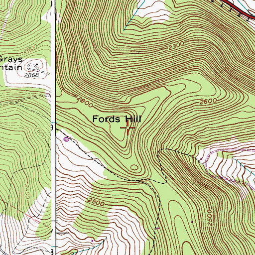 Topographic Map of Fords Hill, NY