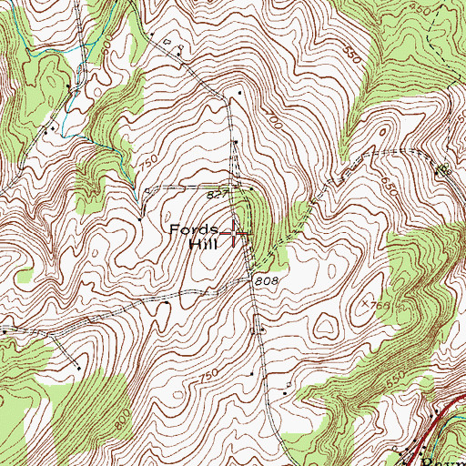 Topographic Map of Fords Hill, NY